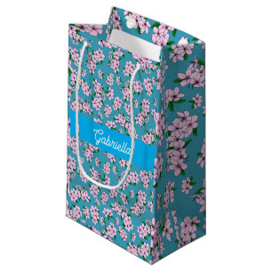 Pink cherry blossom Floral Pattern Name Small Gift Bag