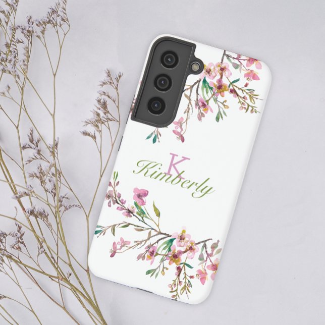 Pink Cherry Blossom Floral Samsung Galaxy S22 Case (Creator Uploaded)