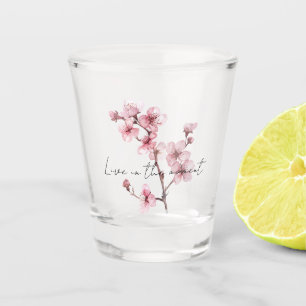 Pink Cherry Blossom Floral Shot Glass