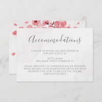 Pink Cherry Blossom Floral Wedding Accommodations