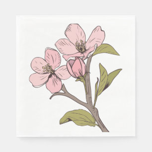 Pink Cherry Blossom Floral Wedding Party Flower Napkin