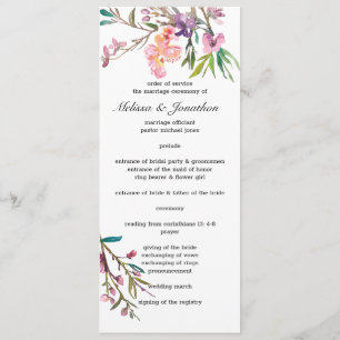 Pink Cherry Blossom Floral Wedding Program Programme