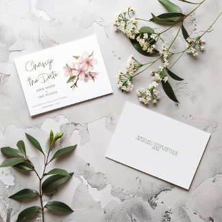 Pink cherry blossom flower change the date save the date