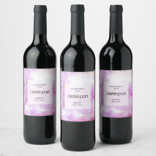 Pink Cherry Blossom Flowers Design Wine Making Wine Label