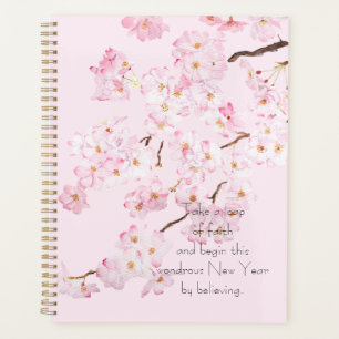 pink cherry blossom flowers hand painted planner