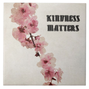 Pink Cherry Blossom Flowers Kindness   Tile