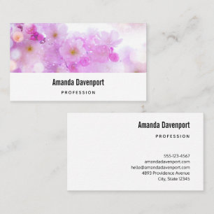 Pink Cherry Blossom Flowers Photo Business Card