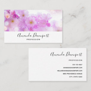 Pink Cherry Blossom Flowers Photo Business Card