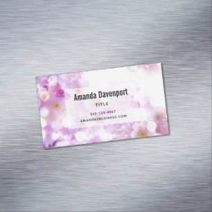 Pink Cherry Blossom Flowers Photo Magnetic Business Card