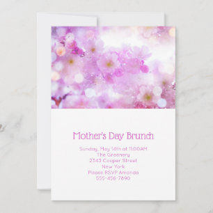 Pink Cherry Blossom Flowers Photo Mother's Day Invitation