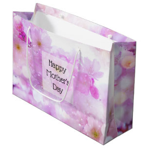 Pink Cherry Blossom Flowers Photo Mother's Day Large Gift Bag