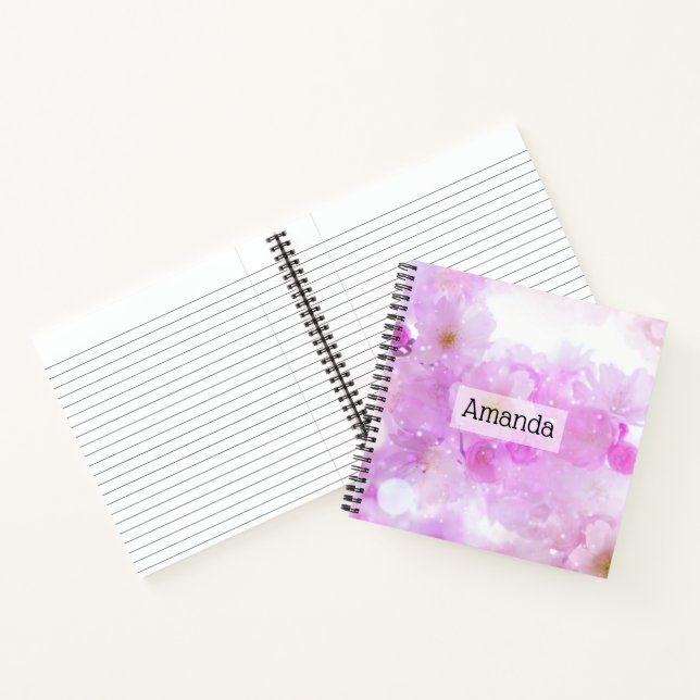 Pink Cherry Blossom Flowers Photo Notebook (Inside)