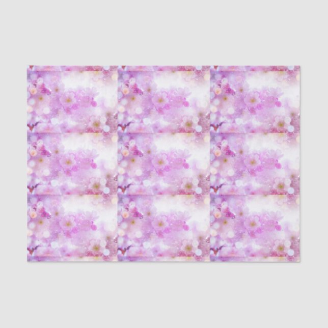 Pink Cherry Blossom Flowers Photo Pattern Tissue Paper (Front)
