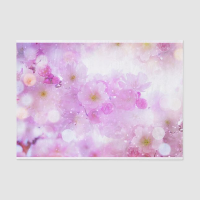 Pink Cherry Blossom Flowers Photo Tissue Paper (Front)