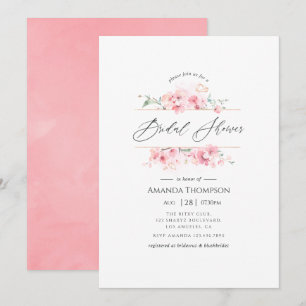 Pink Cherry Blossom Geometric Spring Bridal Shower Invitation