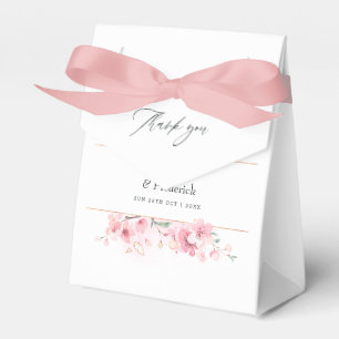Pink Cherry Blossom Geometric Spring Wedding Favour Box