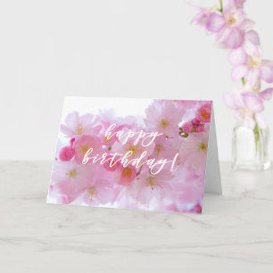 Pink Cherry Blossom Happy Birthday Card