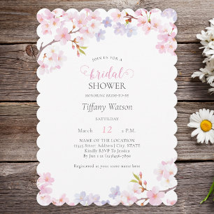 Pink Cherry Blossom in Bloom Garden Bridal Shower Invitation