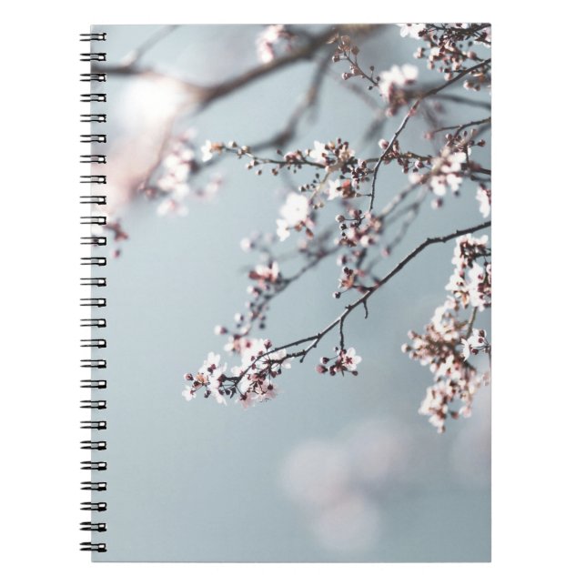PINK CHERRY BLOSSOM IN CLOSE UP PHOTOGRAPHY NOTEBOOK (Front)