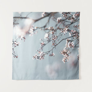 PINK CHERRY BLOSSOM IN CLOSE UP PHOTOGRAPHY TAPESTRY