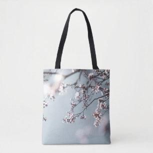 PINK CHERRY BLOSSOM IN CLOSE UP PHOTOGRAPHY TOTE BAG