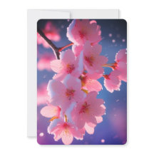 Pink Cherry Blossom in Snow – Elegant Spring Winte