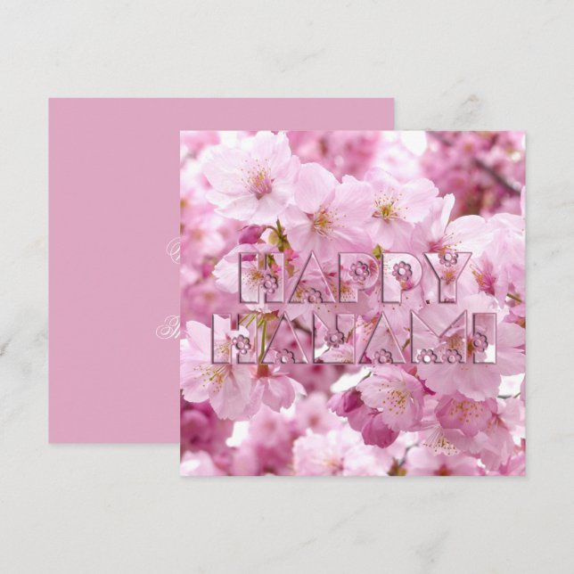 Pink Cherry Blossom Japanese Festival Happy Hanami Card (Front/Back)