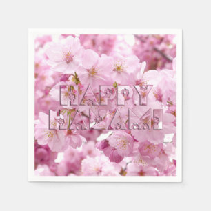 Pink Cherry Blossom Japanese Festival Happy Hanami Napkin
