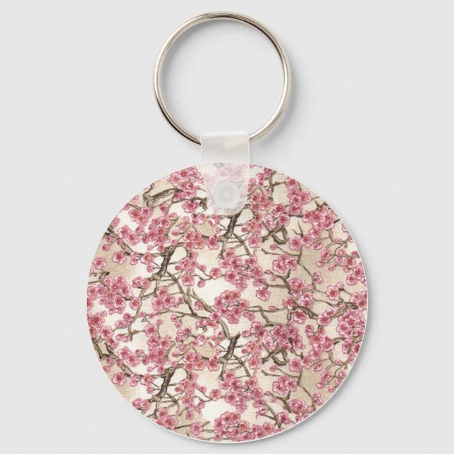 Pink Cherry Blossom Key Ring (Front)