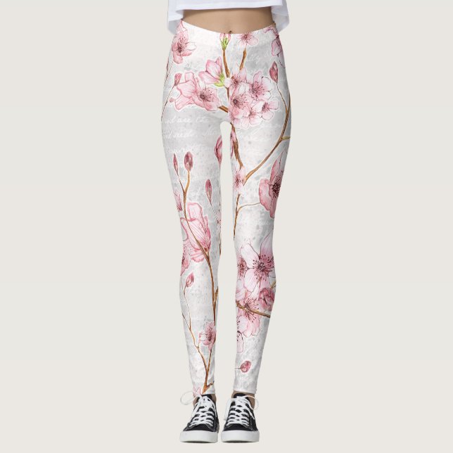 Pink Cherry Blossom Leggings (Front)