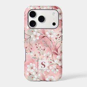 Pink cherry blossom monogram