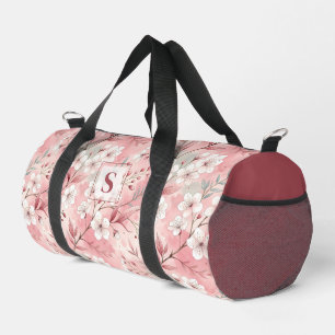 Pink cherry blossom monogram duffle bag