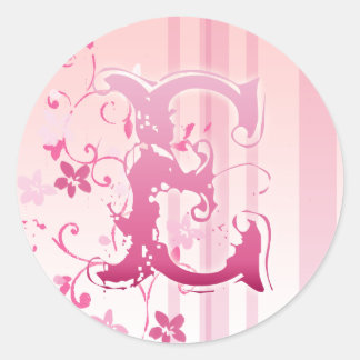 Pink Cherry Blossom Monogram E Sticker