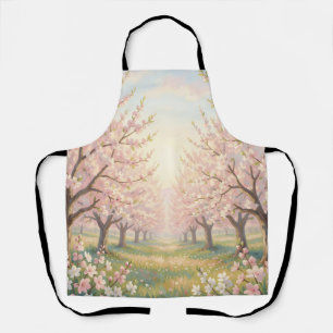 Pink Cherry Blossom Orchard Spring Landscape Apron