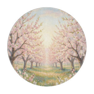 Pink Cherry Blossom Orchard Spring Landscape Cutting Board
