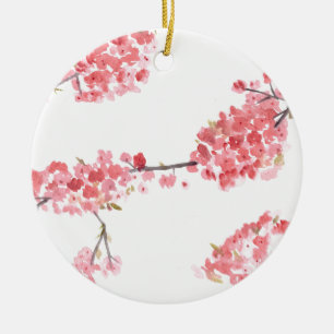 Pink cherry blossom painting ceramic tree decoration