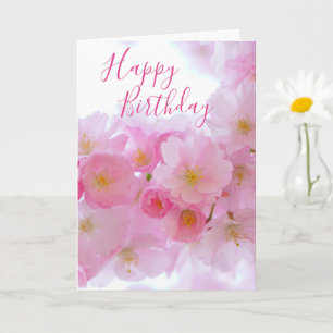 Pink Cherry Blossom Personalised Birthday Card