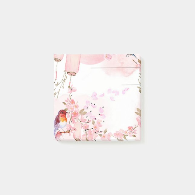 Pink Cherry Blossom Post It Notes (Front)