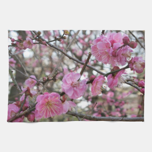 Pink Cherry Blossom / Sakura / サクラ（桜) Tea Towel (Horizontal)