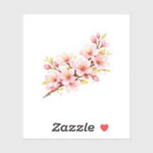 Pink Cherry Blossom Sakura Branch Gold Accents