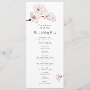Pink Cherry Blossom Sakura Japanese Wedding Programme