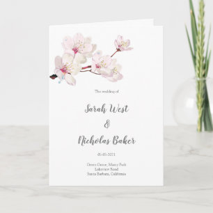 Pink Cherry Blossom Sakura Japanese Wedding Programme