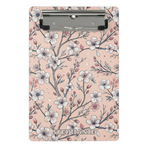 Pink Cherry Blossom Sakura Pattern on Pink (1) Mini Clipboard
