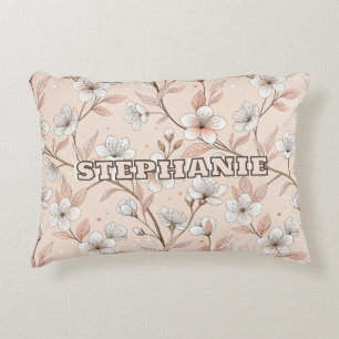 Pink Cherry Blossom Sakura Pattern on Pink (2) Decorative Cushion