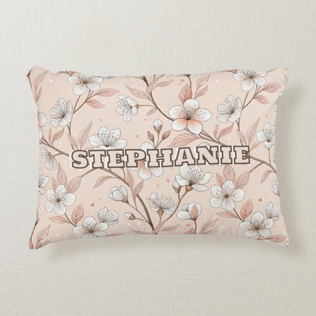 Pink Cherry Blossom Sakura Pattern on Pink (2) Decorative Cushion (Front)