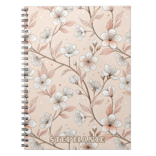 Pink Cherry Blossom Sakura Pattern on Pink (2) Notebook