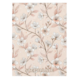 Pink Cherry Blossom Sakura Pattern on Pink (2) Tablecloth