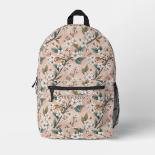 Pink Cherry Blossom Sakura Pattern on Pink (4) Printed Backpack
