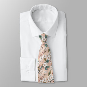 Pink Cherry Blossom Sakura Pattern on Pink (4) Tie