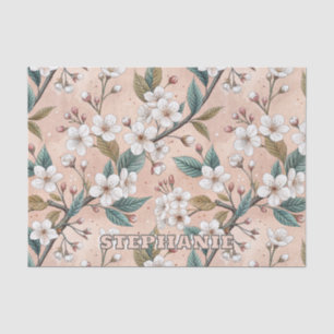 Pink Cherry Blossom Sakura Pattern on Pink (4) Tissue Paper